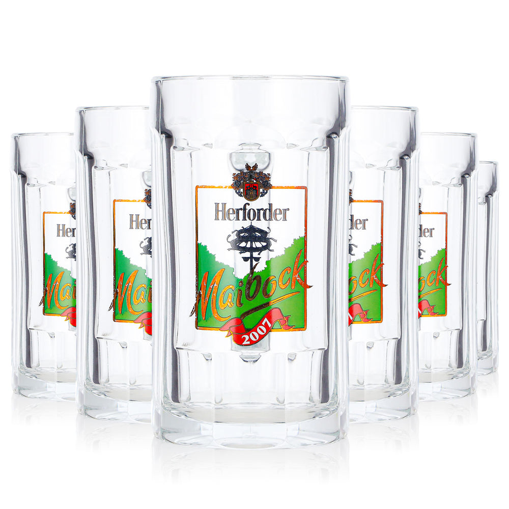 6x Herforder Brauerei Bier Glas 0,2l Krug 2007 Sahm grünes Logo (6er Set)