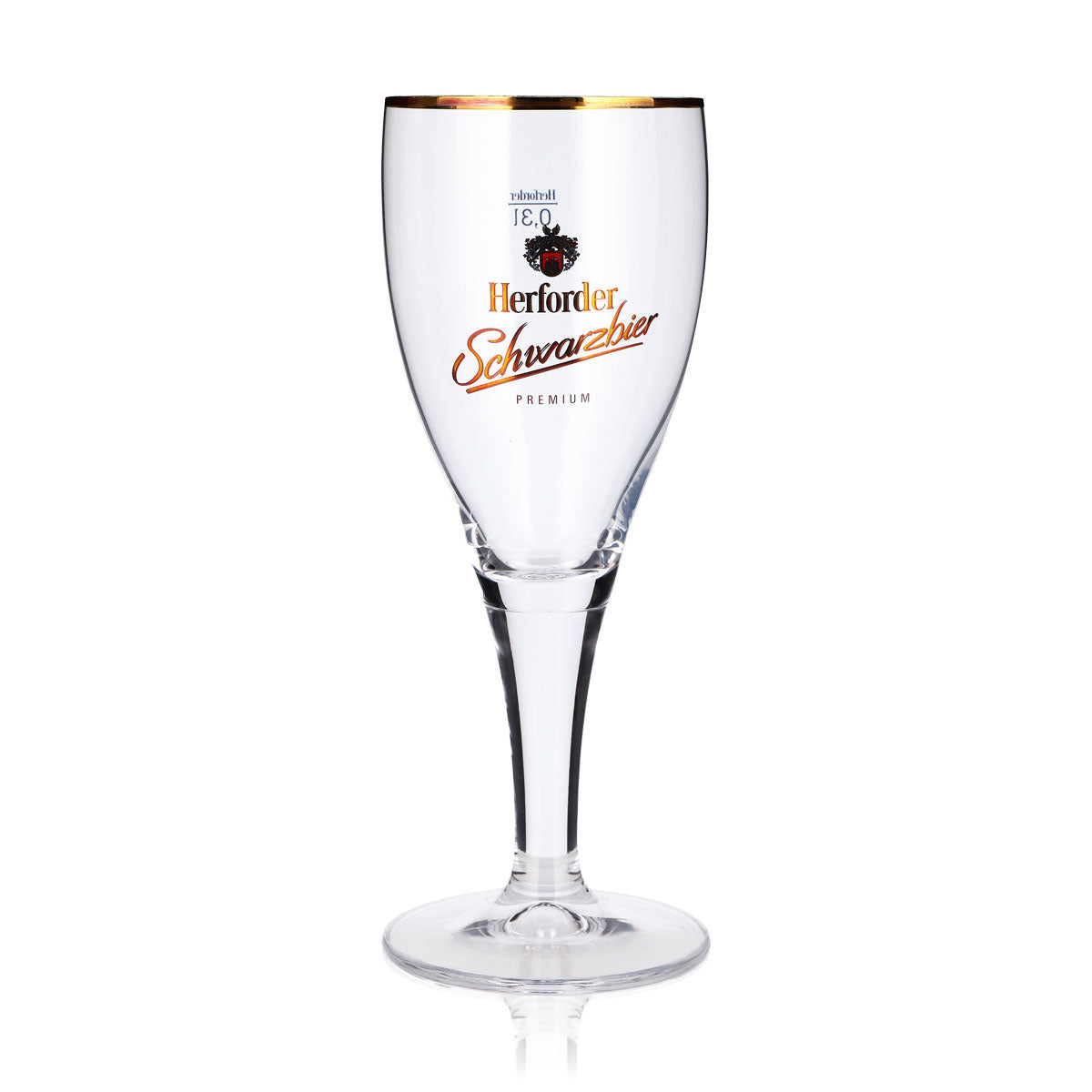 6x Herforder Brauerei Bier Glas 0,3l Kelch Goldrand Schwarubier Pokal – Ansicht 2