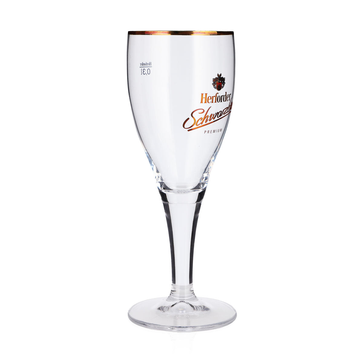 6x Herforder Brauerei Bier Glas 0,3l Kelch Goldrand Schwarubier Pokal – Ansicht 3
