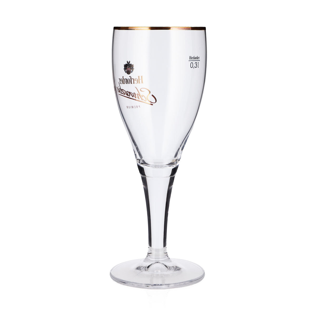 6x Herforder Brauerei Bier Glas 0,3l Kelch Goldrand Schwarubier Pokal – Ansicht 4