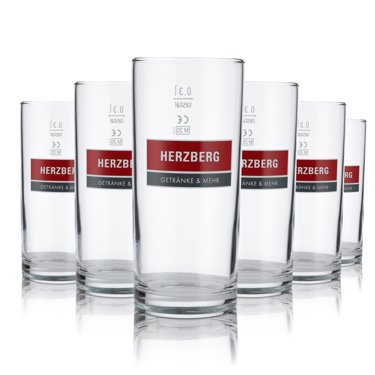 6x Herzberg Glas 0,3l Willi Becher Gläser Set Trinkglas Stange Saft Wasser Limo