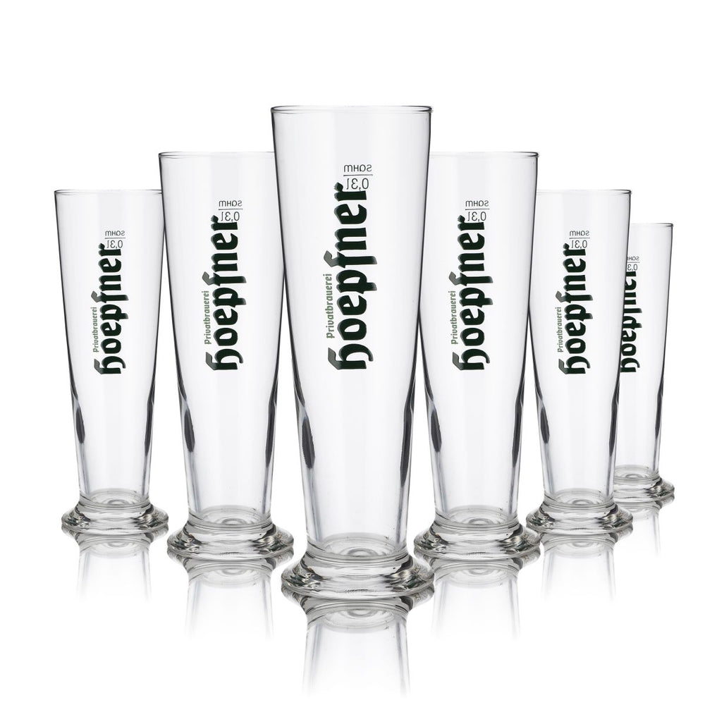 6x Hoepfner Glas 0,3l Pokal Szeneglas Tulpe Bier Gläser Set Brauerei Karlsruhe