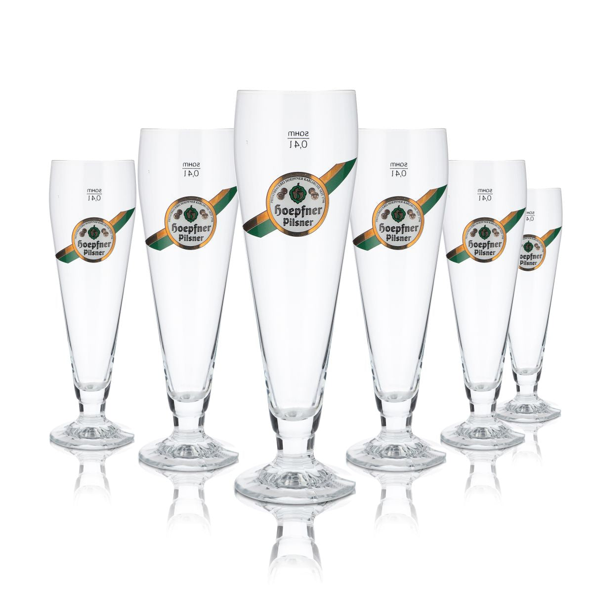 6x Hoepfner Glas 0,4l Pokal Pilsner Tulpe Bier Gläser Set Brauerei Karlsruhe