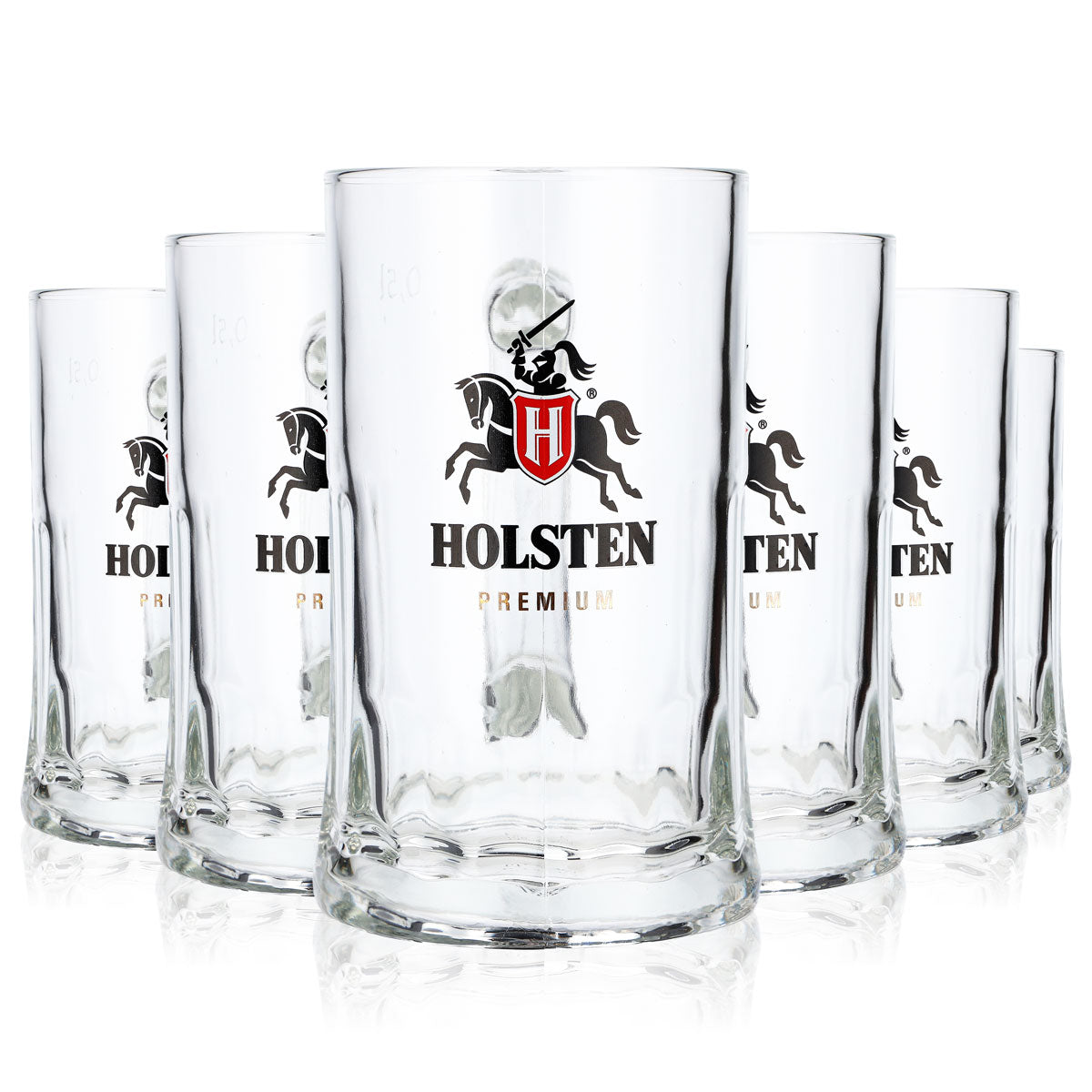 6x Holsten Bier Glas 0,5l Krug großes Logo Premium in Gold Sahm (6er Set)