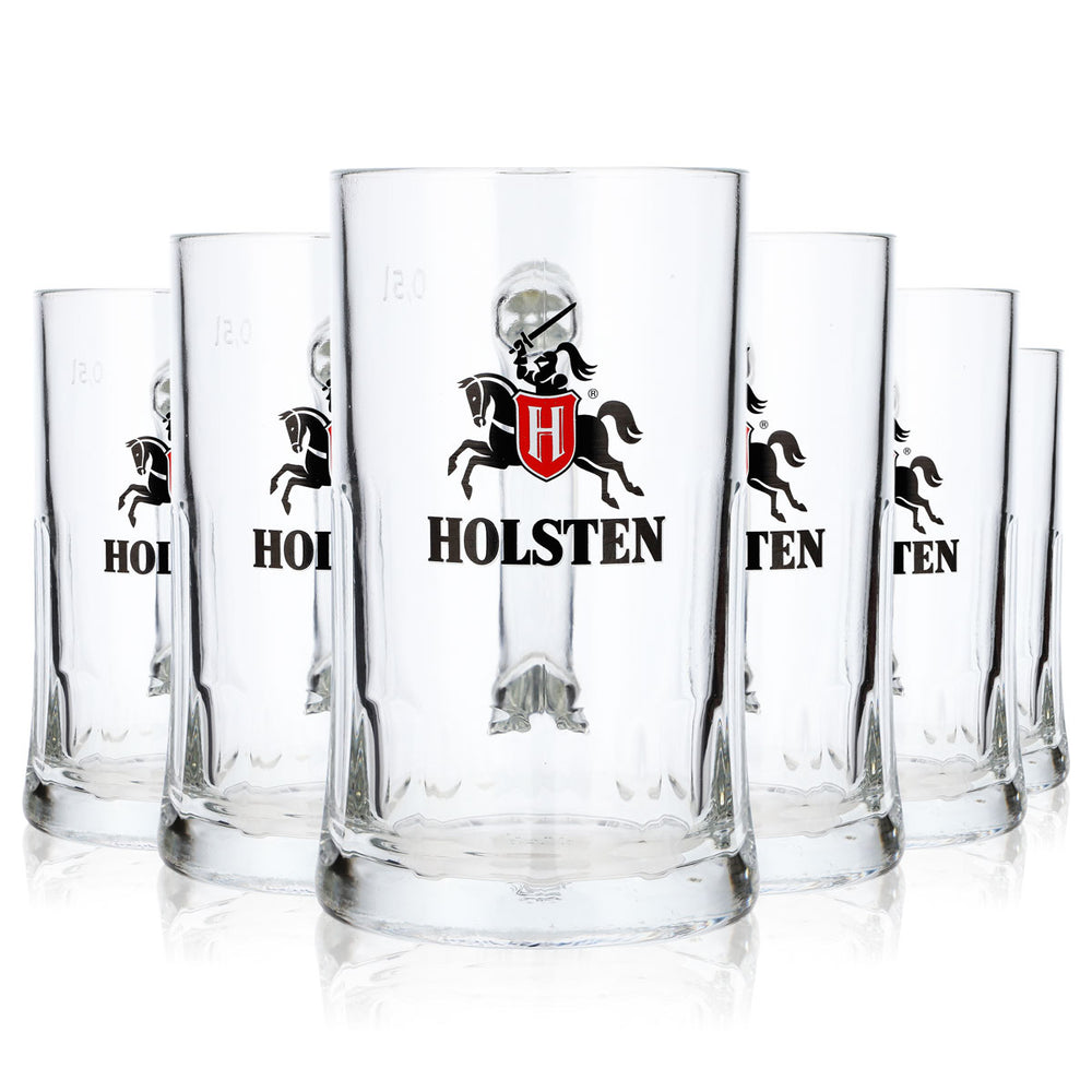 6x Holsten Bier Glas 0,5l Krug großes Logo Sahm Salzburg (6er Set)