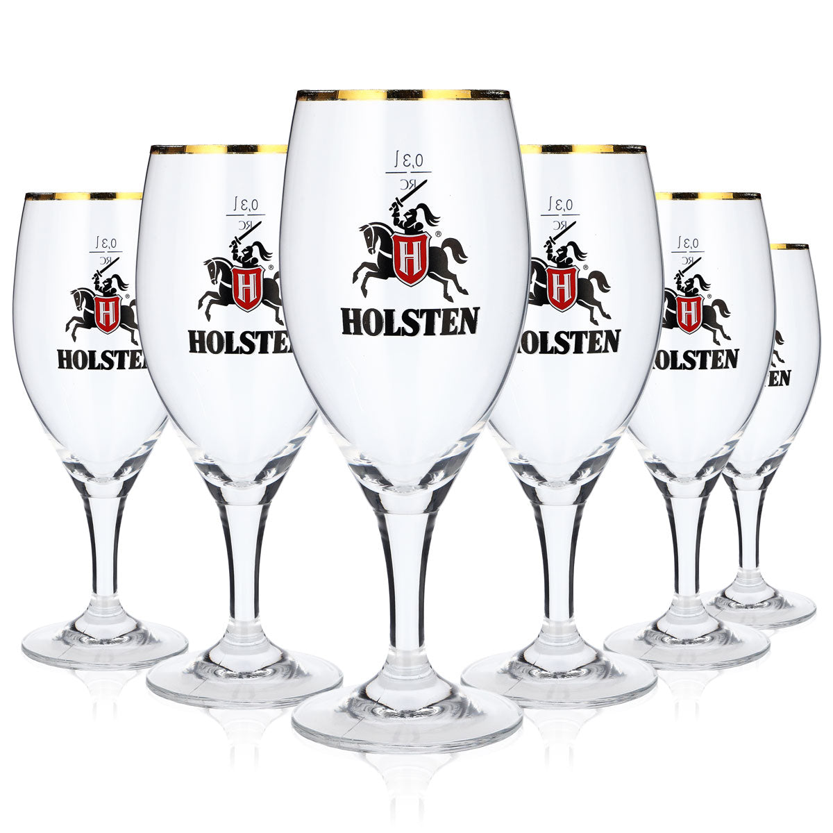 6x Holsten Bier Glas Biergläser 0,3l Pokalgläser Goldrand Ritzenhoff – Ansicht 5