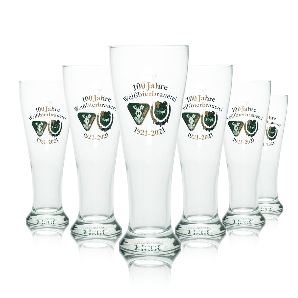6x Hopf Glas 0,5l Weißbier Pokal Gläser Jubiläum Sonder Edition 100 Jahre Brauer