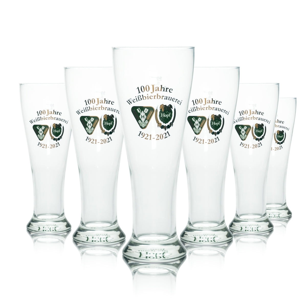 6x Hopf Glas 0,5l Weißbier Pokal Gläser Jubiläum Sonder Edition 100 Jahre Brauer