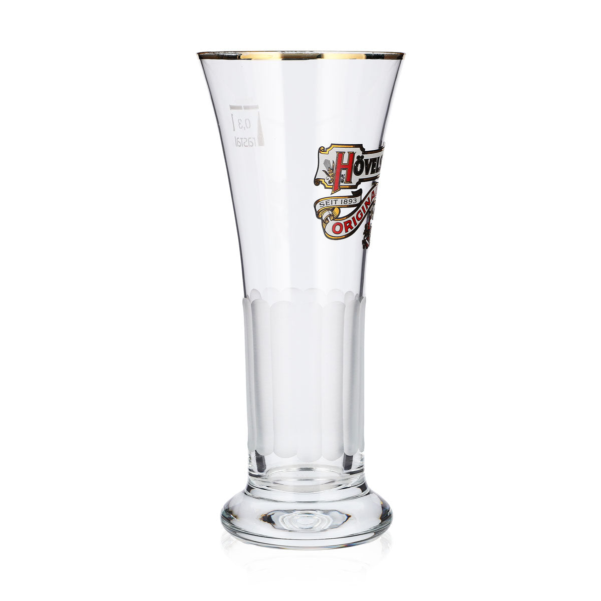 6x Hövels Bier Glas 0,3l Pokal Goldrand Relief Frosted – Ansicht 3