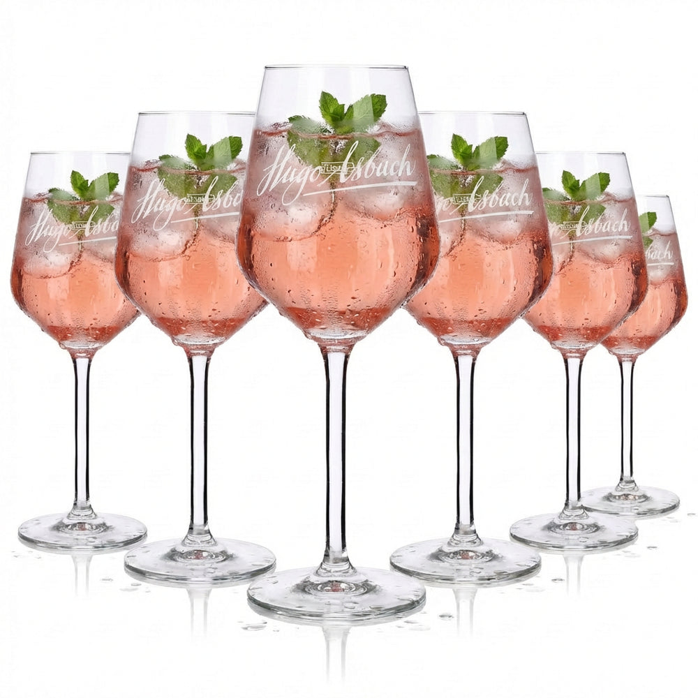 6x Hugo Glas 0,37l Asbach Weingläser Set Aperitif Cocktail Longdrink Kelchgläser