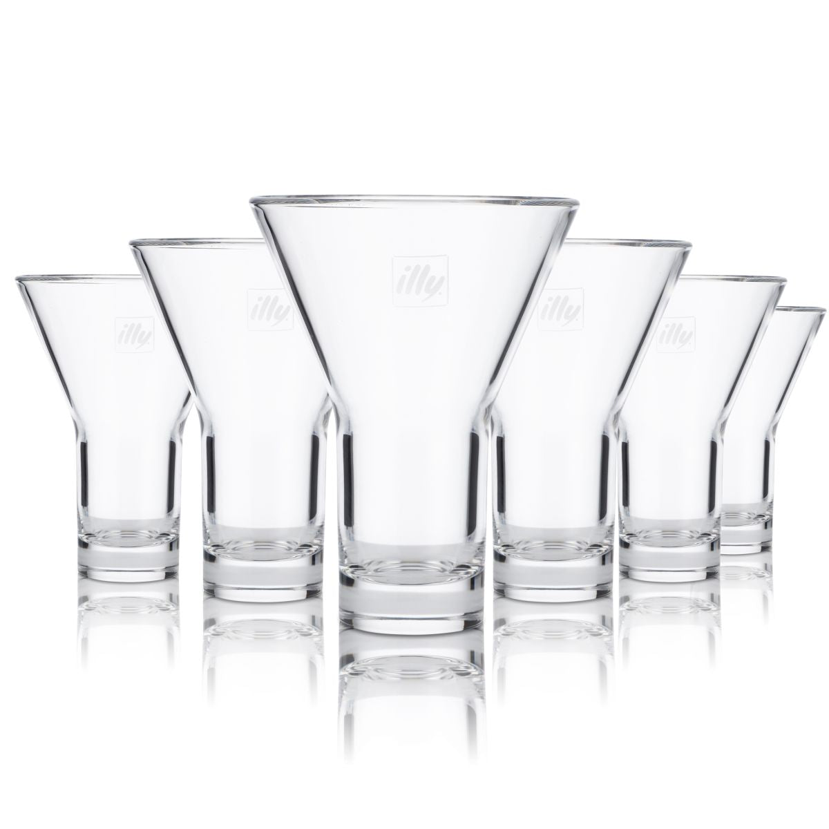 6x Illy Glas 0,19l Kaffee Becher VForm Espresso Mokka Italien Gastro Cafe Bistro