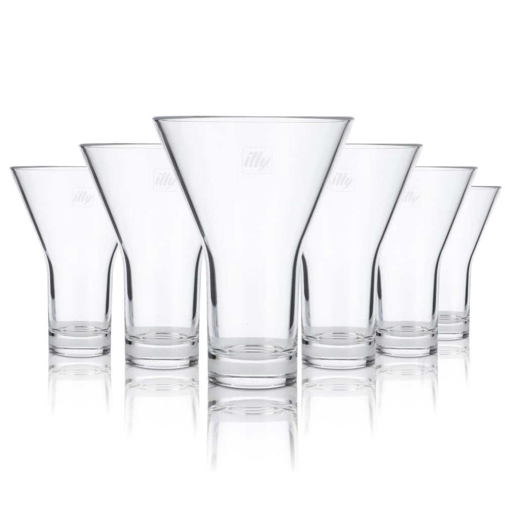 6x Illy Glas 0,34l Faffee Becher VForm Espresso Mokka Italien Gastro Cafe Bistro
