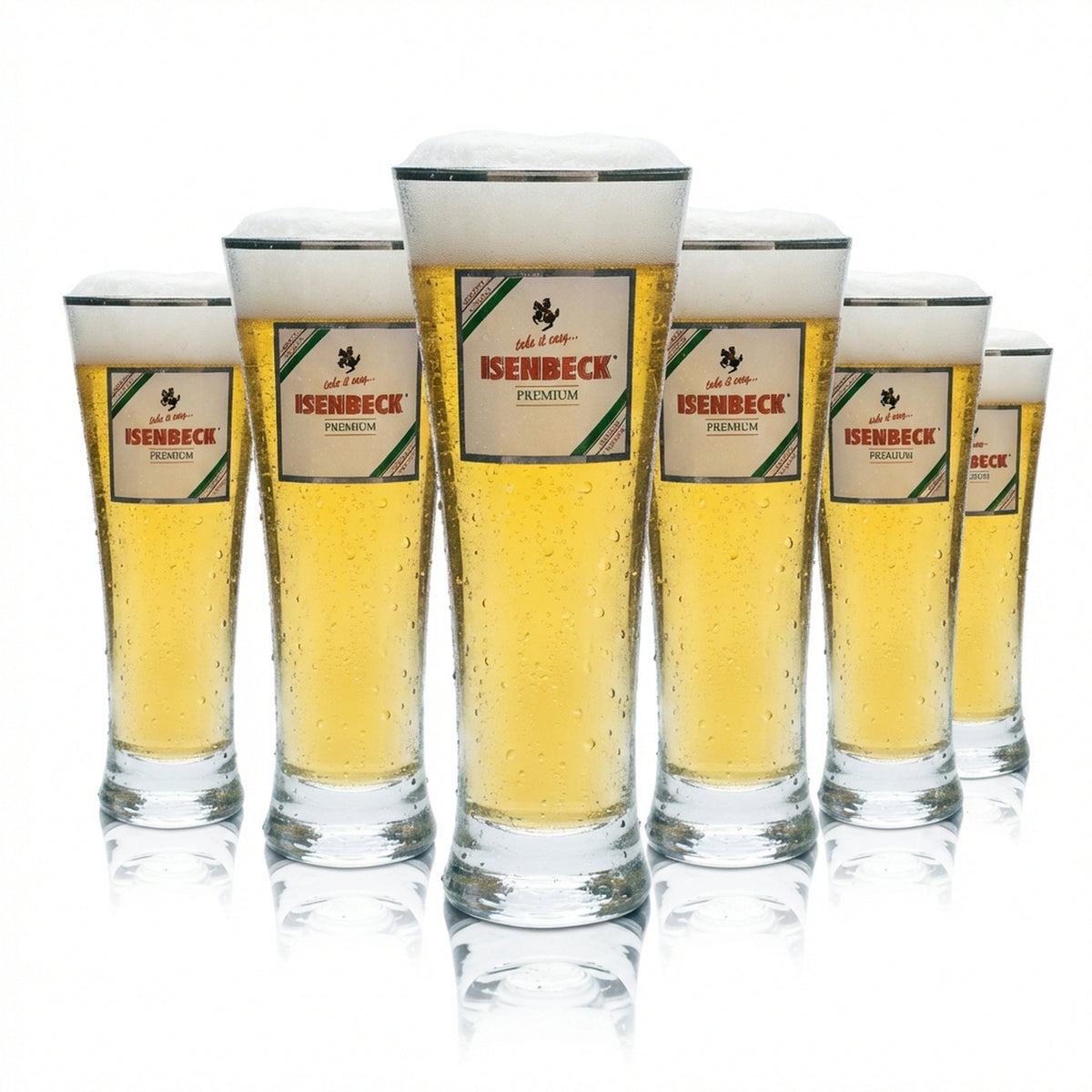 6x Isenbeck Glas 0,3l Bier Pokal Tulpe Silberrand Gläser Premium Geeicht Gastro