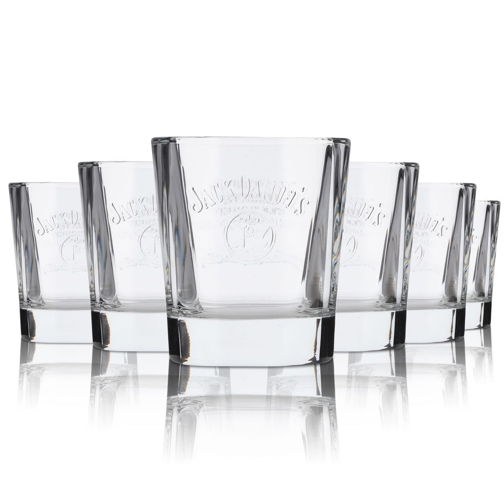 6x Jack Daniels Glas 0,27l Whisky Tumbler Gläser Set Glasrelief Longdrinkglas