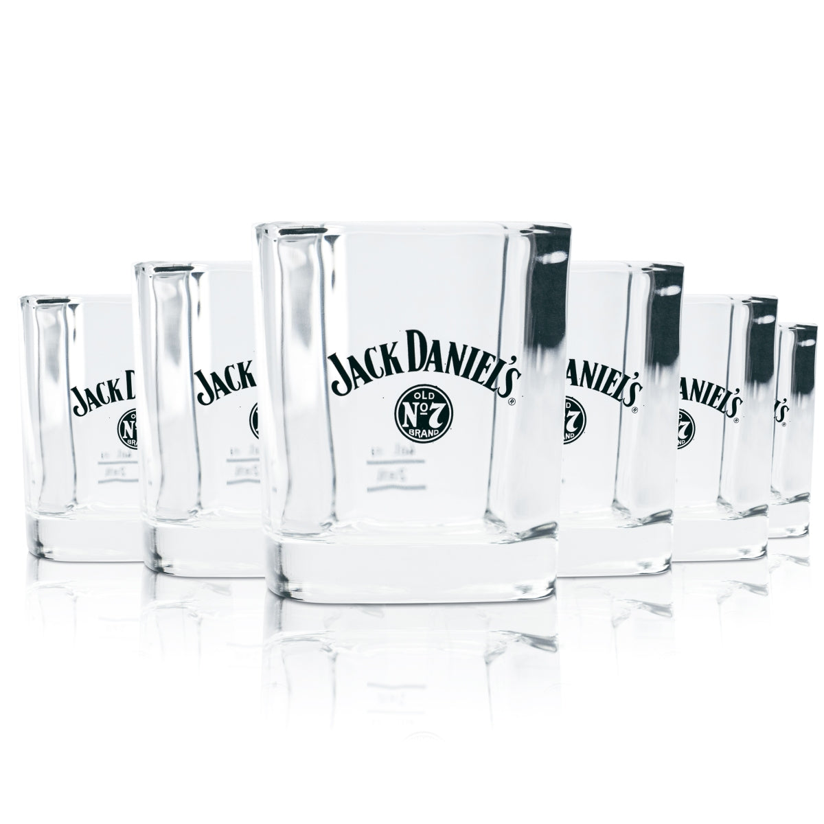 6x Jack Daniels Glas 0,2l Eckige Whiskey Tumbler Gläser Longdrink No. 7 Gastro
