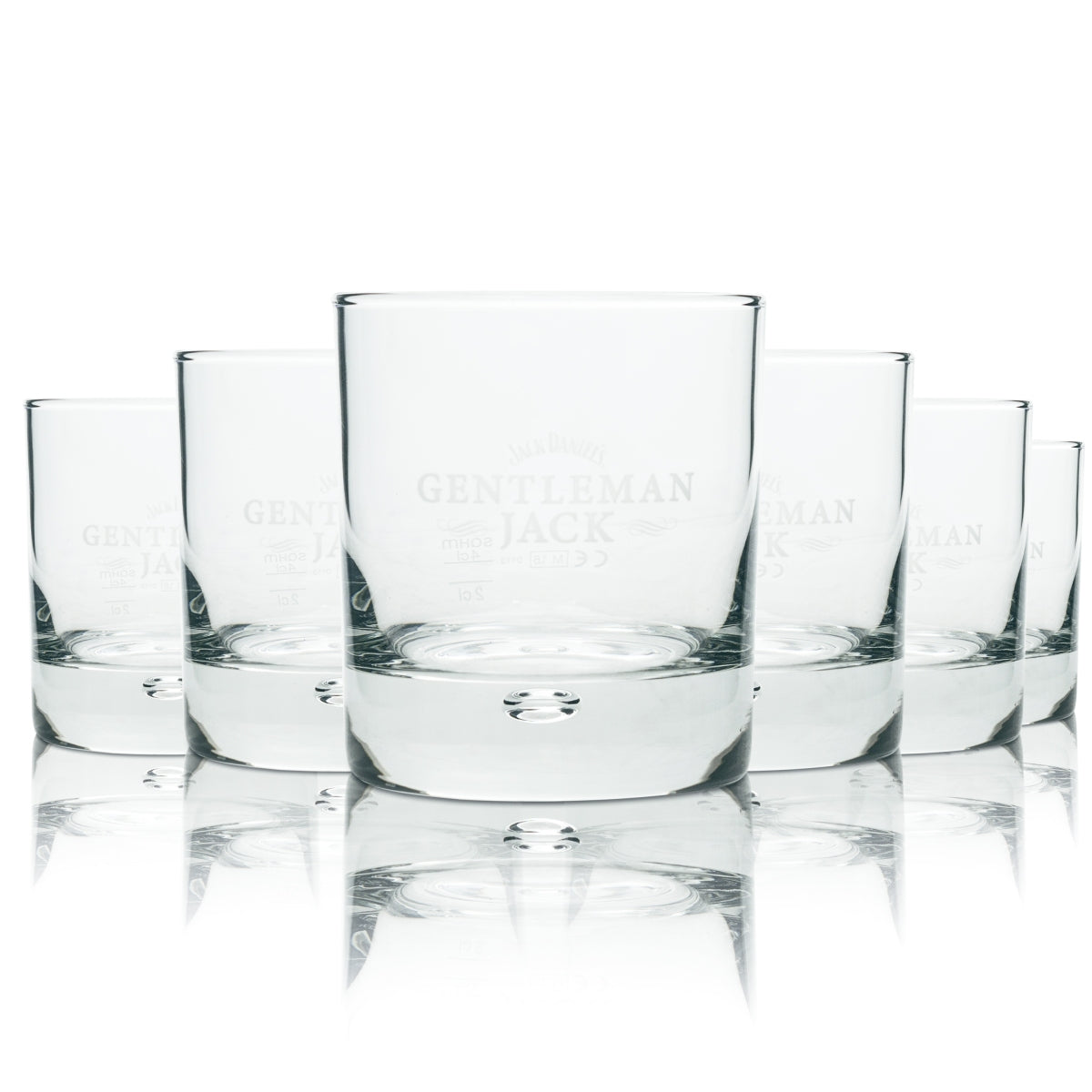 6x Jack Daniels Whiskey Glas Tumbler Gentleman Jack Blase im Boden 0,2l Gläser
