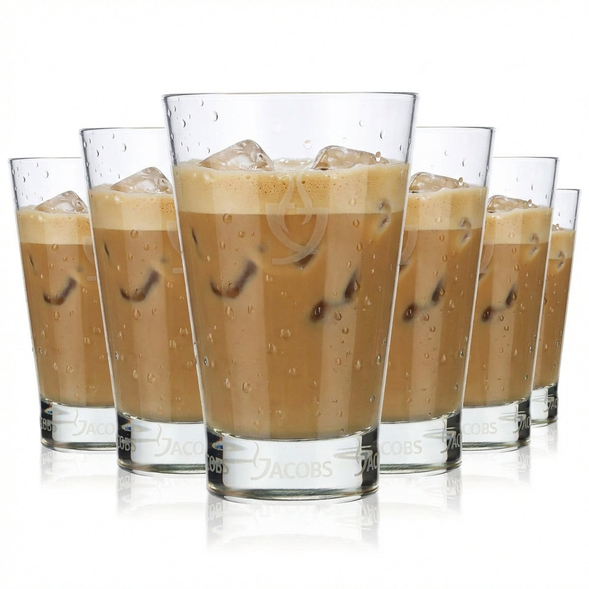 6x Jacobs Kaffee Glas Latte Glas Capuccino Glas 0,28l Sataniertes Logo