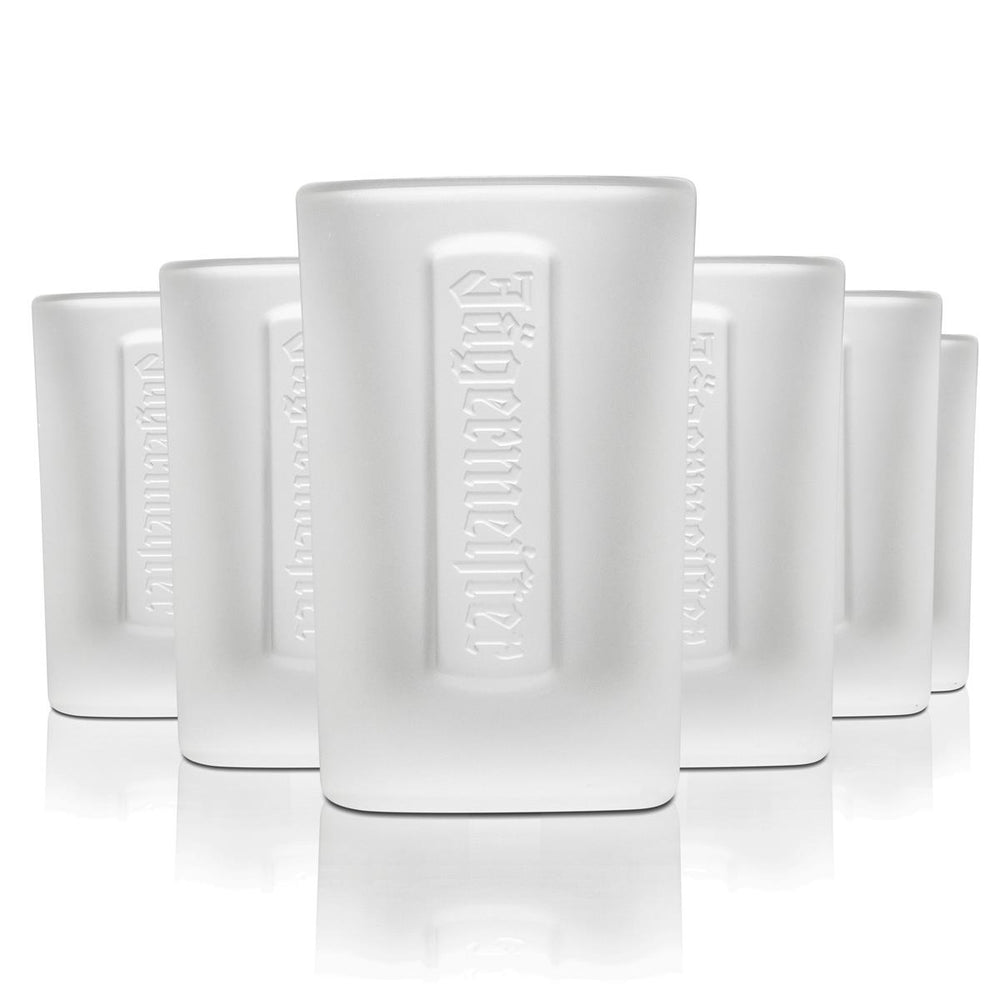 6x Jägermeister Glas 2cl Frosted Shot Kurze Stamper Schnaps Gläser Kontur Relief