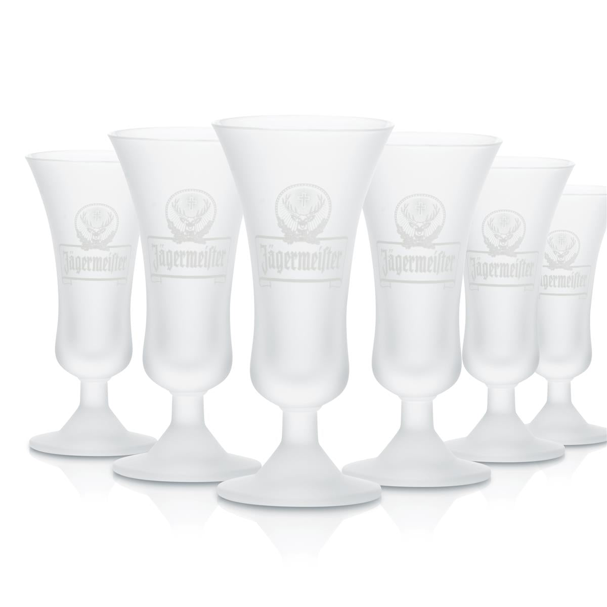 6x Jägermeister Glas 4cl Schnapsglas Kelchglas Satiniert Shot Kurze Gläser Set