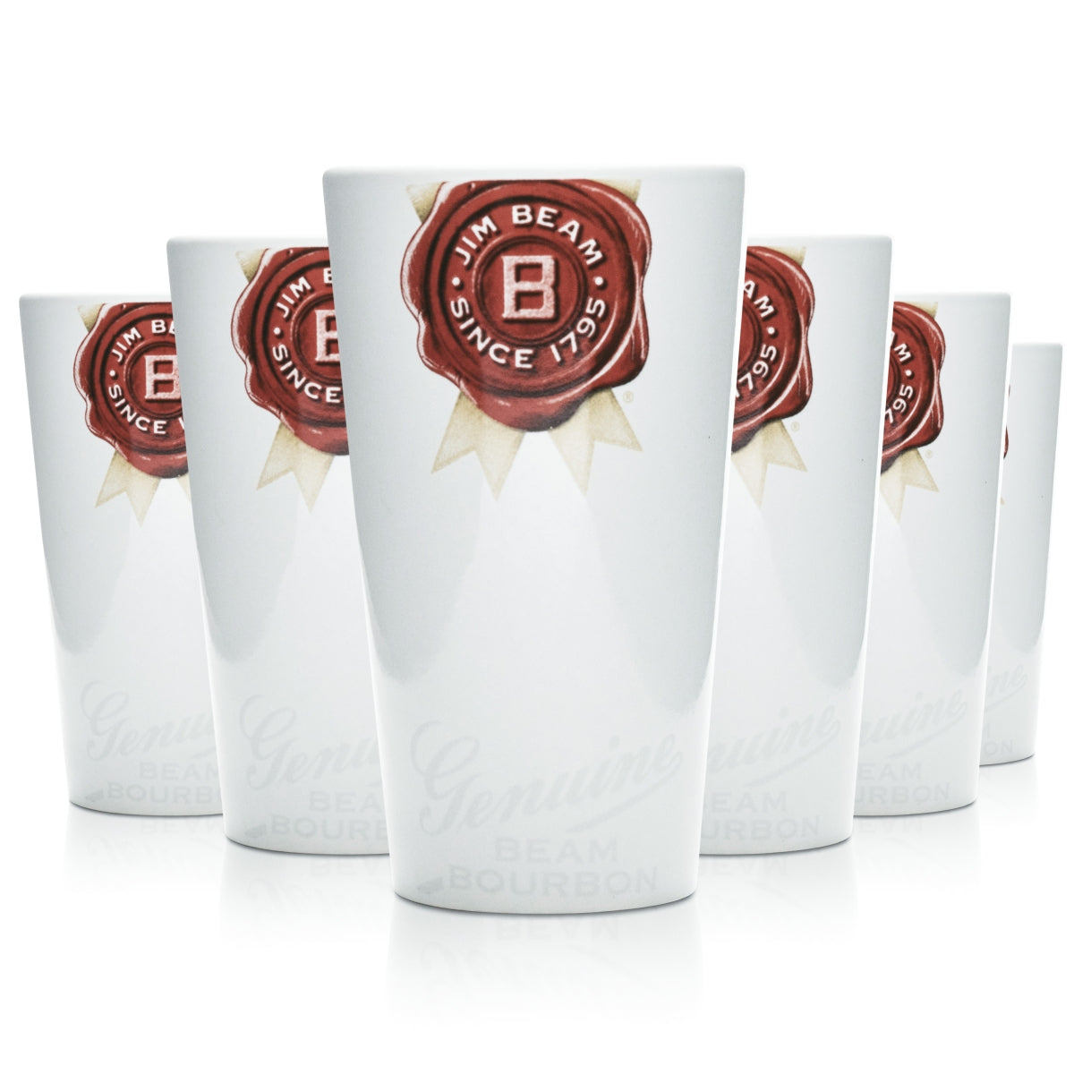 6x Jim Beam Keramikbecher Set 0,4 l – Tontasse ohne Henkel für Whisky, Longdrinks & Heißgetränke