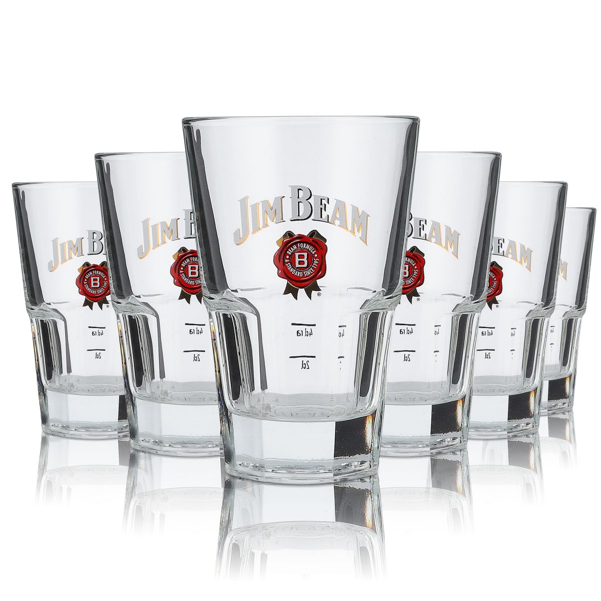 6x Jim Beam Whisky Gläser Longdrinkglas rotes Emblem Bodensignierung