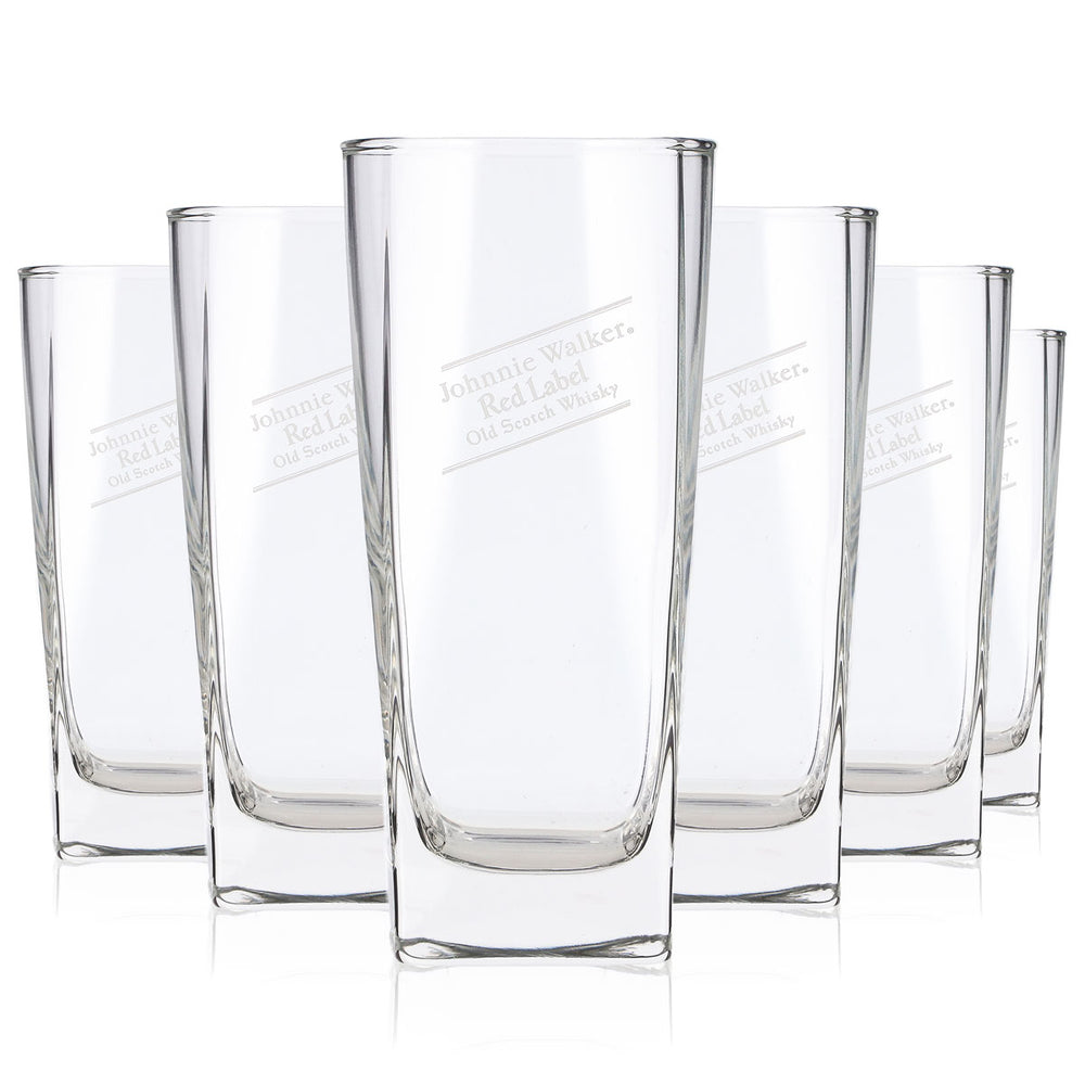 6x Johnnie Walker Whiskey Glas 0,32l Longdrink Red Label Old Scotch