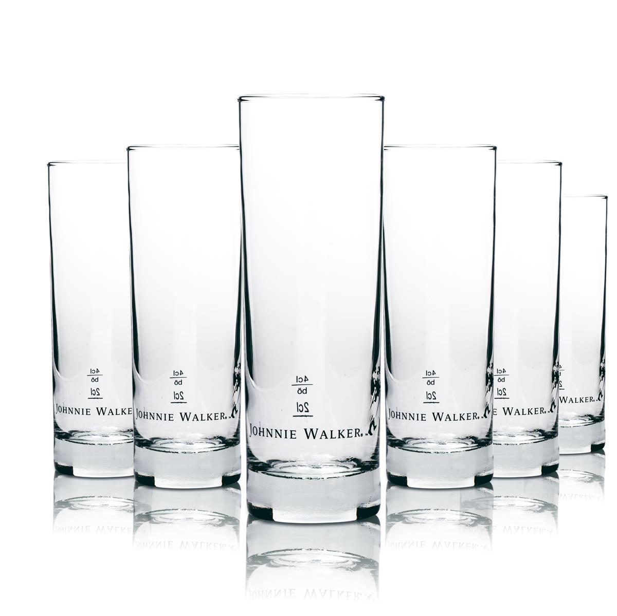 6x Johnnie Walker Whiskey Glas Longdrink altes Design 31cl