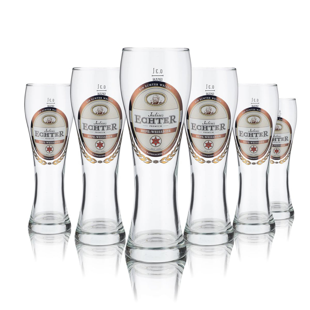 6x Julius Echter Glas 0,3l Hefweizen Wießbier Gläser Set Walchensee STERN