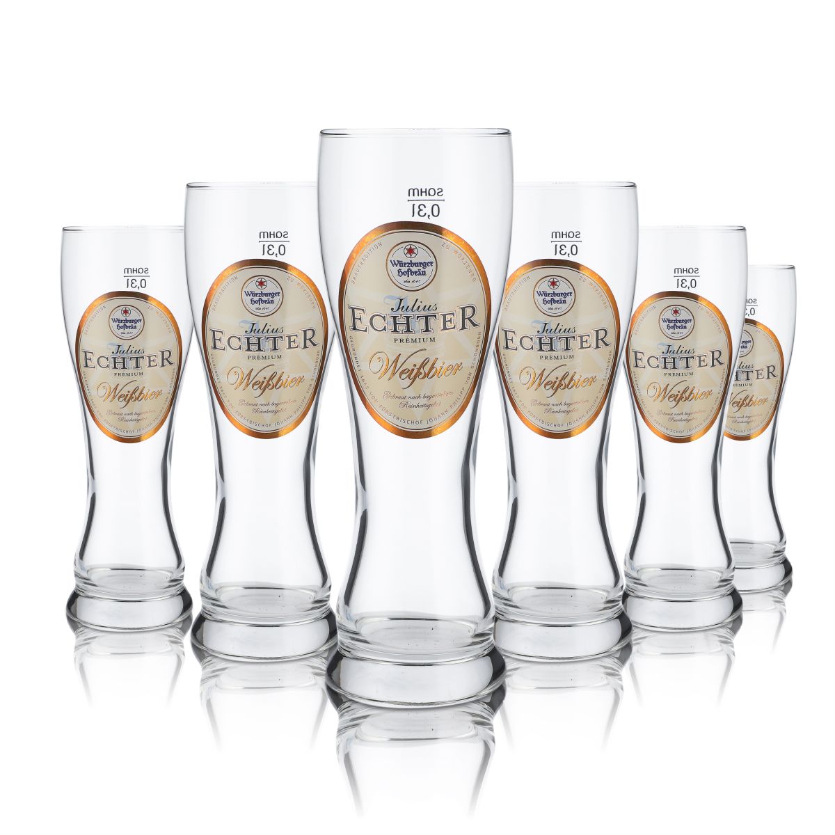 6x Julius Echter Glas 0,3l Weißbierglas Hefeweizen Gläser Set Schwarzwald GOLD