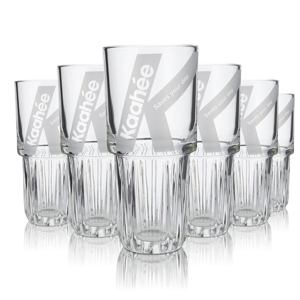 6x Kaahee Glas 0,35l Energy Becher Gläser Set Kaktusfeige Longdrink Cocktail