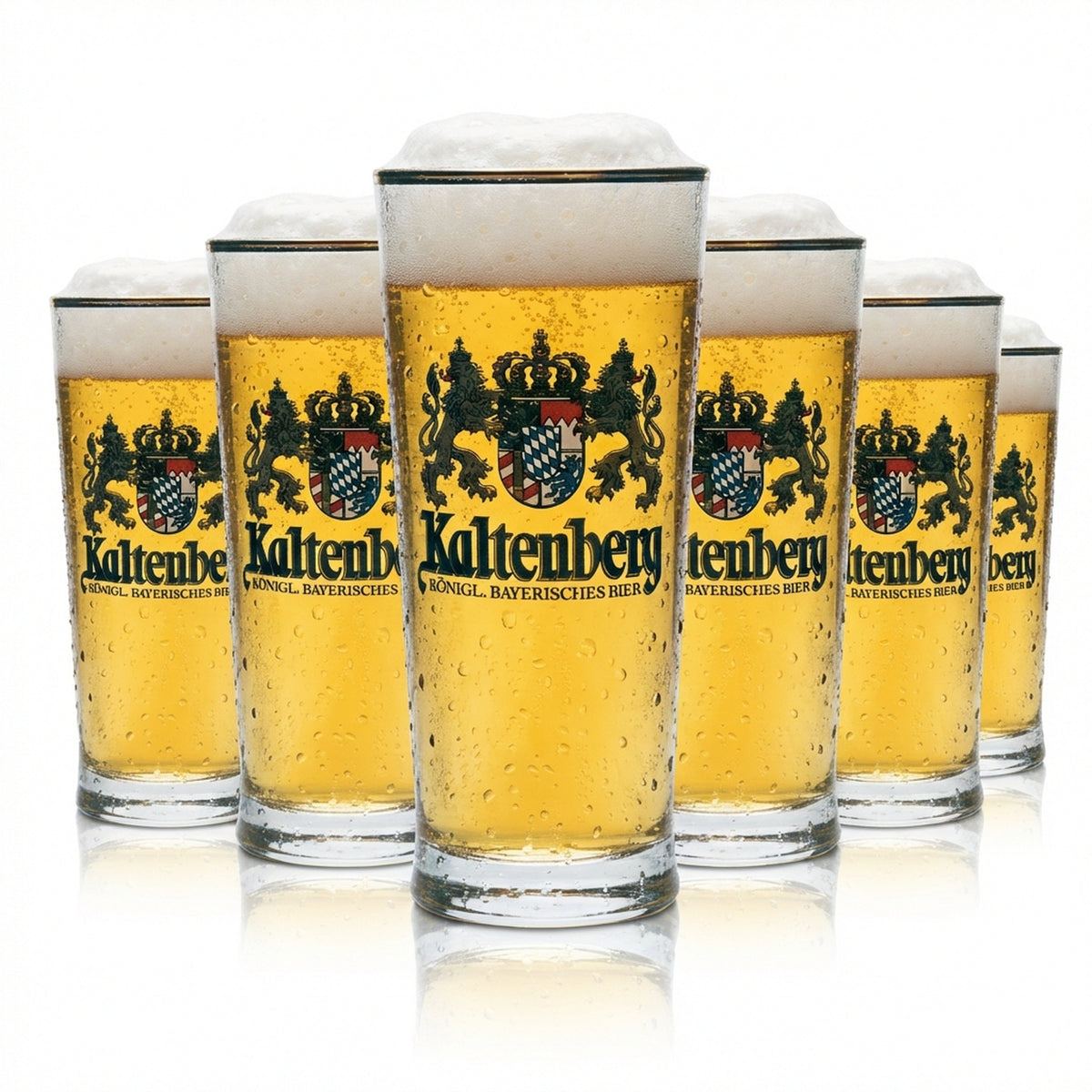 6x Kaltenberg Glas 0,25l Bier Becher Goldrand Gläser Geeicht Gastro Brauerei Bar