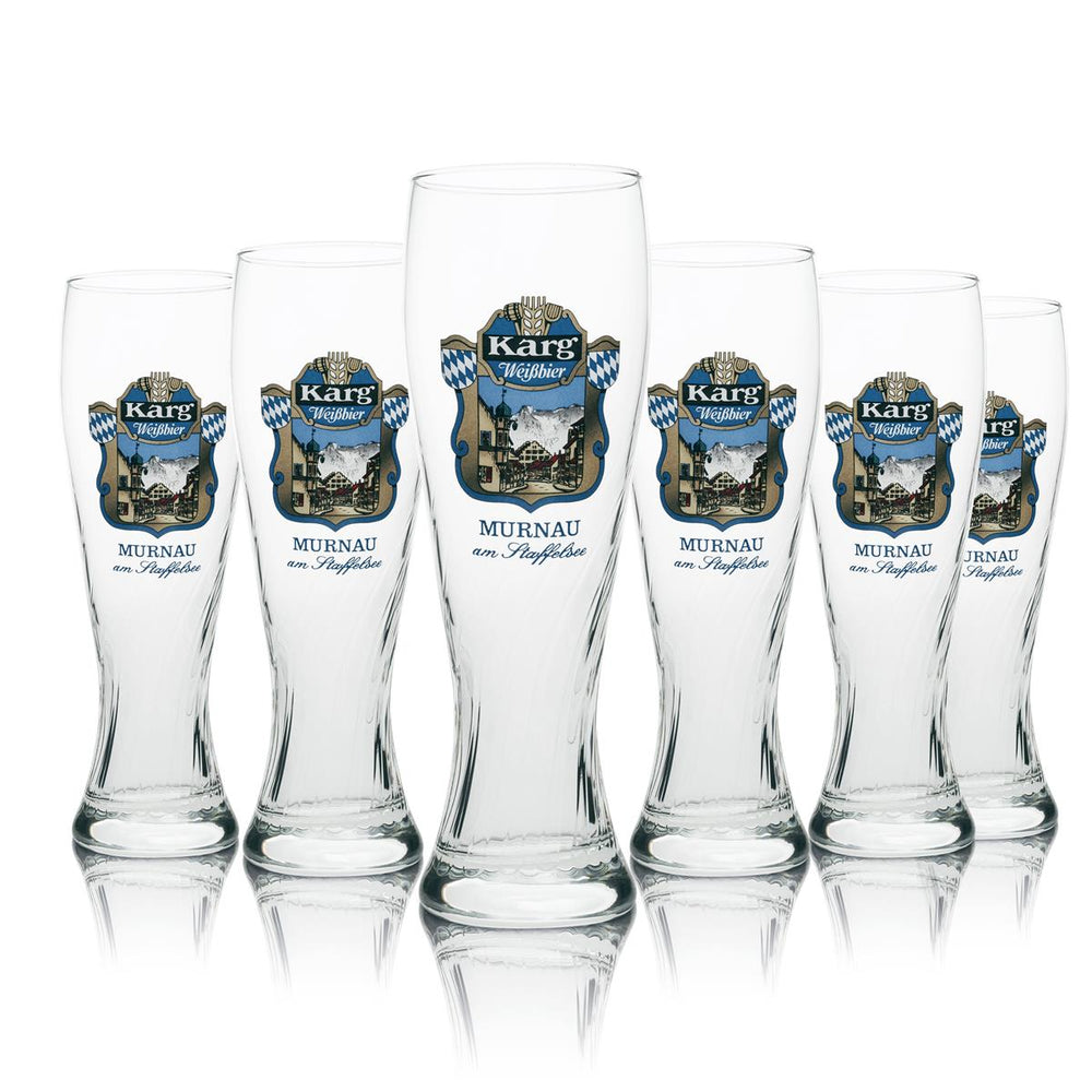6x Karg Bier Glas 0,5l Weizen Murnau