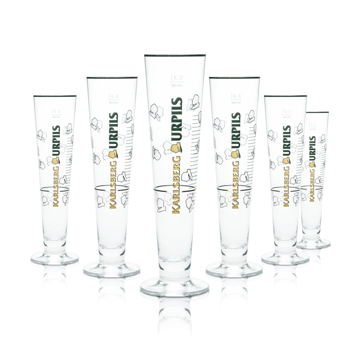 6x Karlsberg Urpils Glas 0,3l Bier Pokal Tulpe Goldrand Gläser Brauerei Gastro