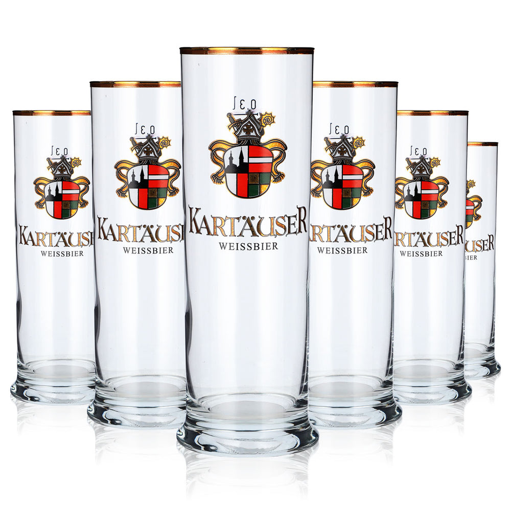 6x Kartäuser Bier Glas 0,3l Becher Goldrand Rastal Bierglas Bierkrug (6er Set)