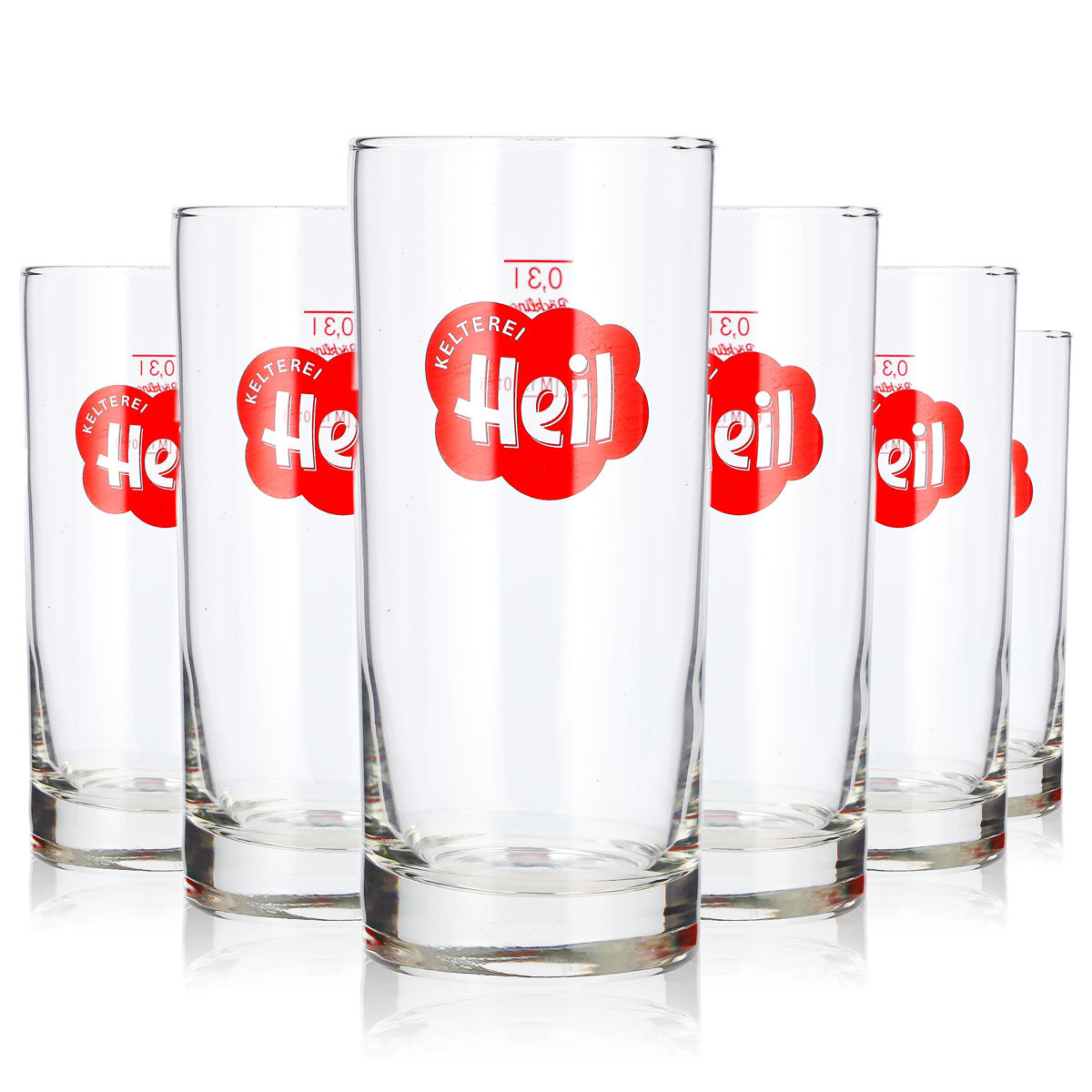6x Kelterei Heil Apfelwein Glas 0,3l Longdrink rotes Logo Böckling (6er Set)