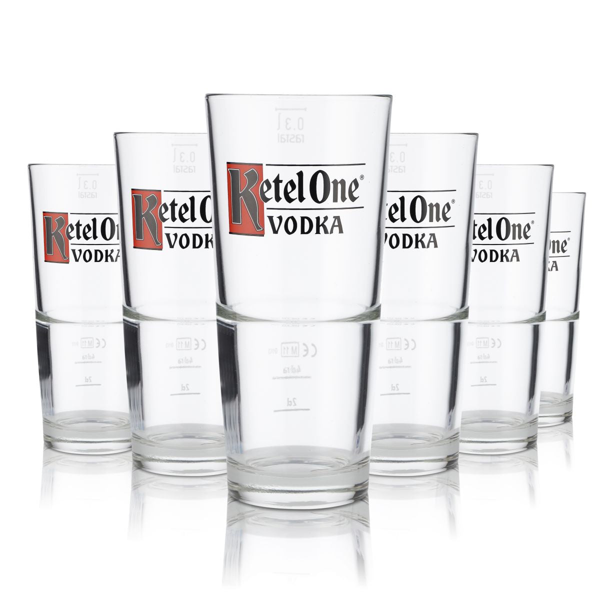 6x Ketel One Vodka Glas Shotgläser Vodka Longdrinkglas Stapelglas 2cl/ 4cl 0,3l