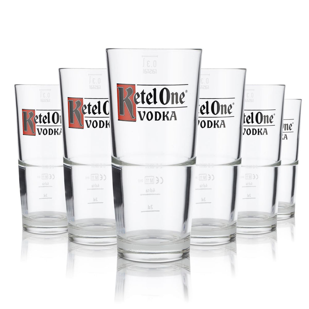 6x Ketel One Vodka Glas Shotgläser Vodka Longdrinkglas Stapelglas 2cl/ 4cl 0,3l