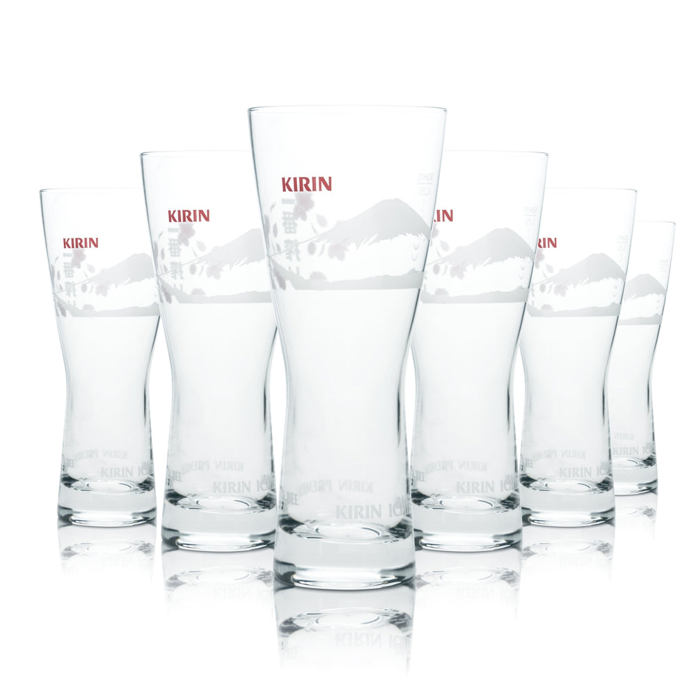 6x Kirin Ichiban Bier Glas 0,25l Pokal Becher Tulpe Gläser Japan Beer Half Pint