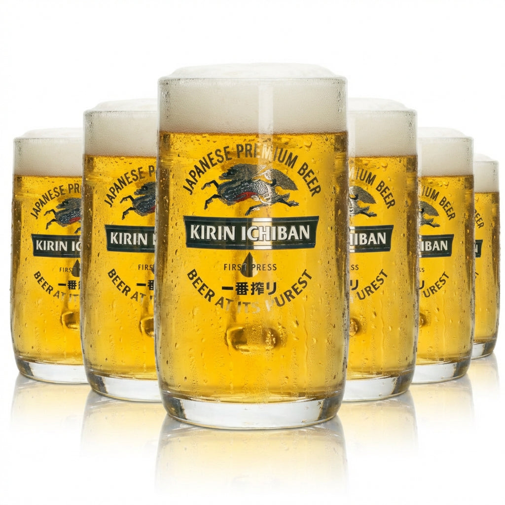 6x Kirin Ichiban Bier Glas 0,3l Krug Pint japanische Beer Gläser Premium Seidel Bar