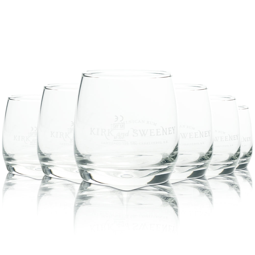 6x Kirk and Sweeney Rum Glas 0,27l Tumbler Wackelglas Rolling Schwenker Gläser