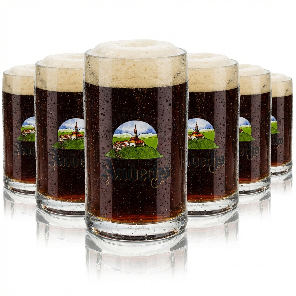 6x Kloster Andechs Bier Glas 0,3l Glückauf Krug