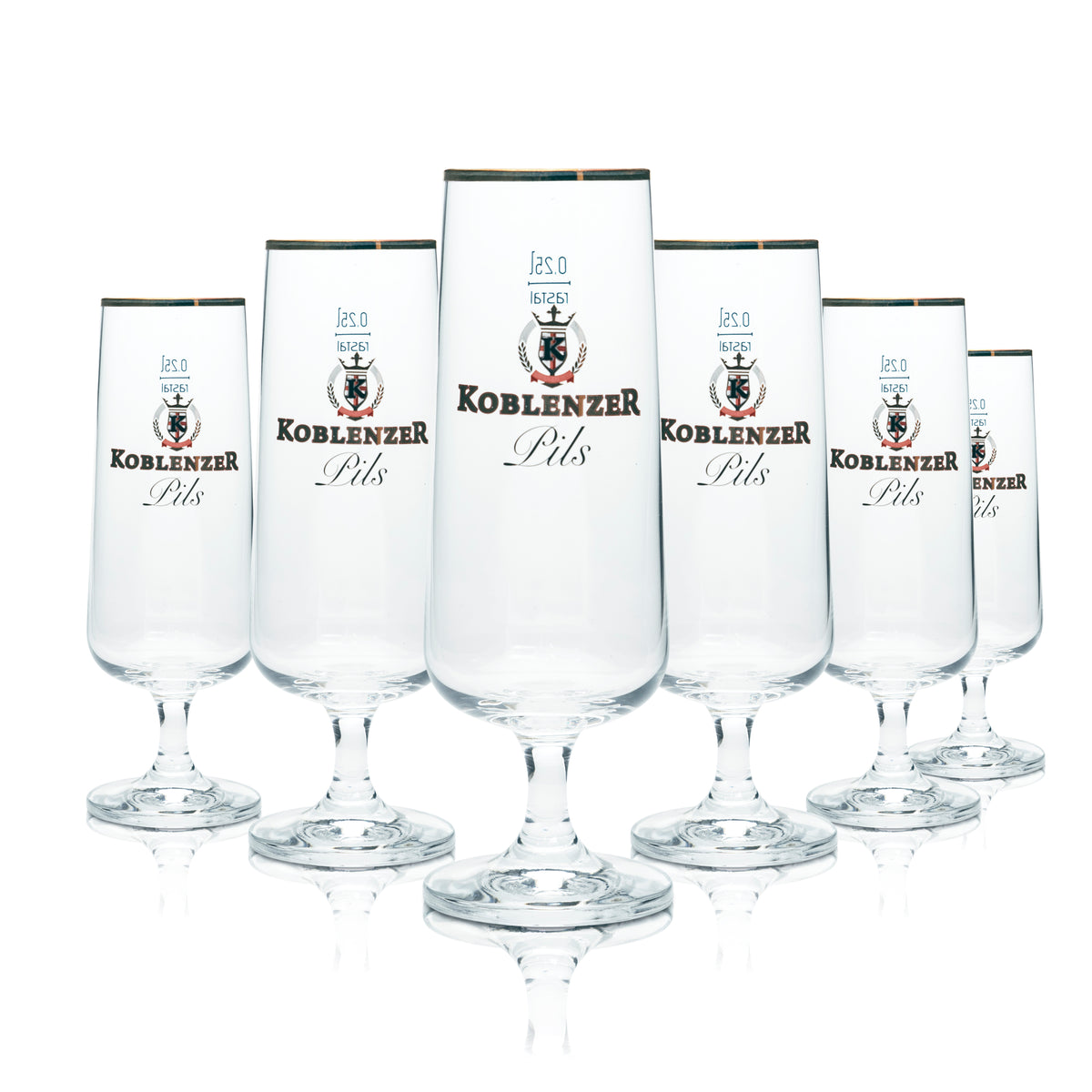 6x Koblenzer Bier Glas 0,25l Pokal Tulpe Becher Goldrand Gläser Pils Gastro Bar – Ansicht 4