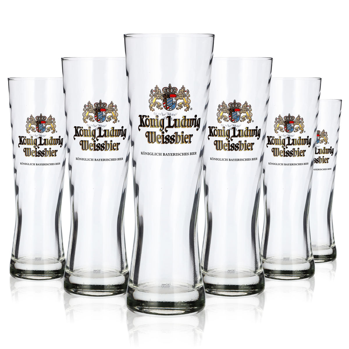 6x König Ludwig Bier Glas 0,25l Weissbier Relief Rastal (6er Set)