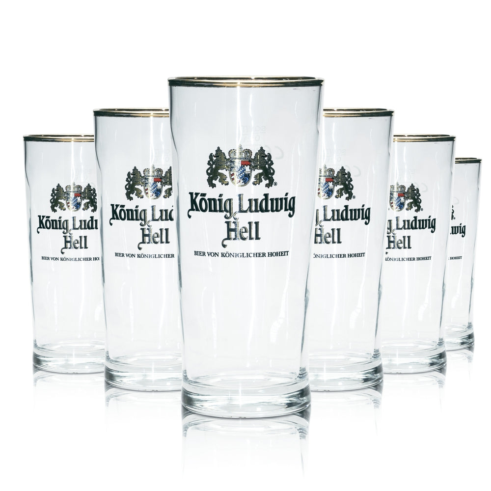 6x König Ludwig Bier Glas 0,2L Willi Becher Germania Relief Schlief Gläser Beer