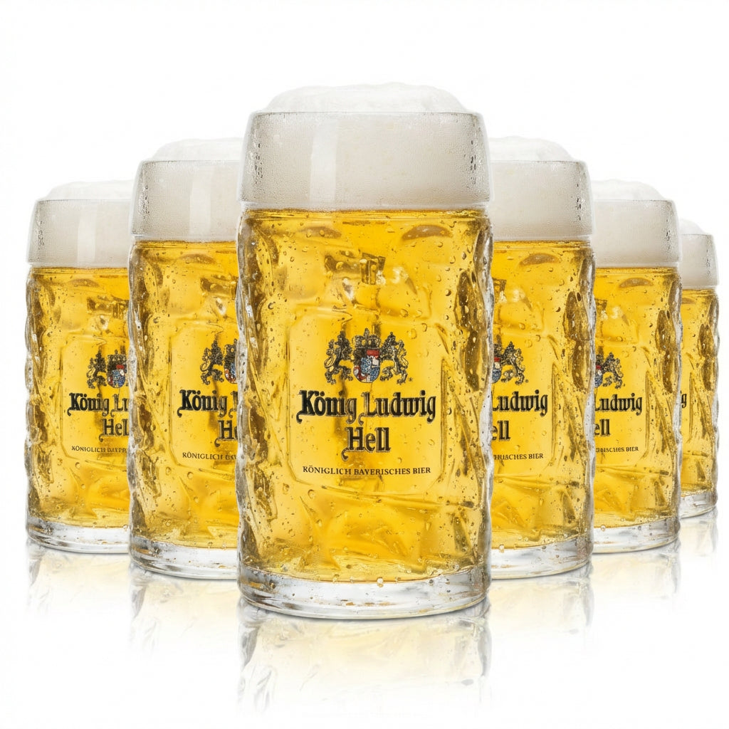 6x König Ludwig Bier Glas 0,5l Krug Raute Seidel Sahm Relief Gläser Henkel Krüge