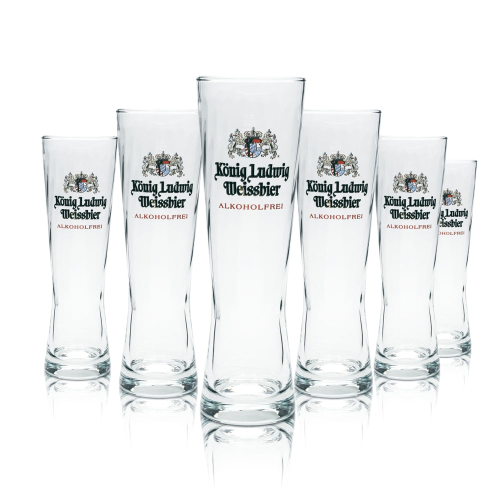 6x König Ludwig Bier Glas 0,5l Weissbier alkoholfrei Gläser Hefe Weizen Bayern