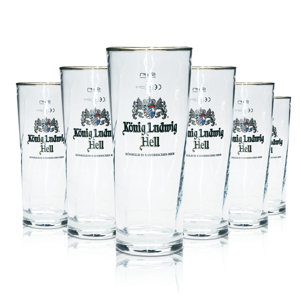 6x König Ludwig Bier Glas 0,5L Willi Becher Germania Relief Schlief Gläser Beer