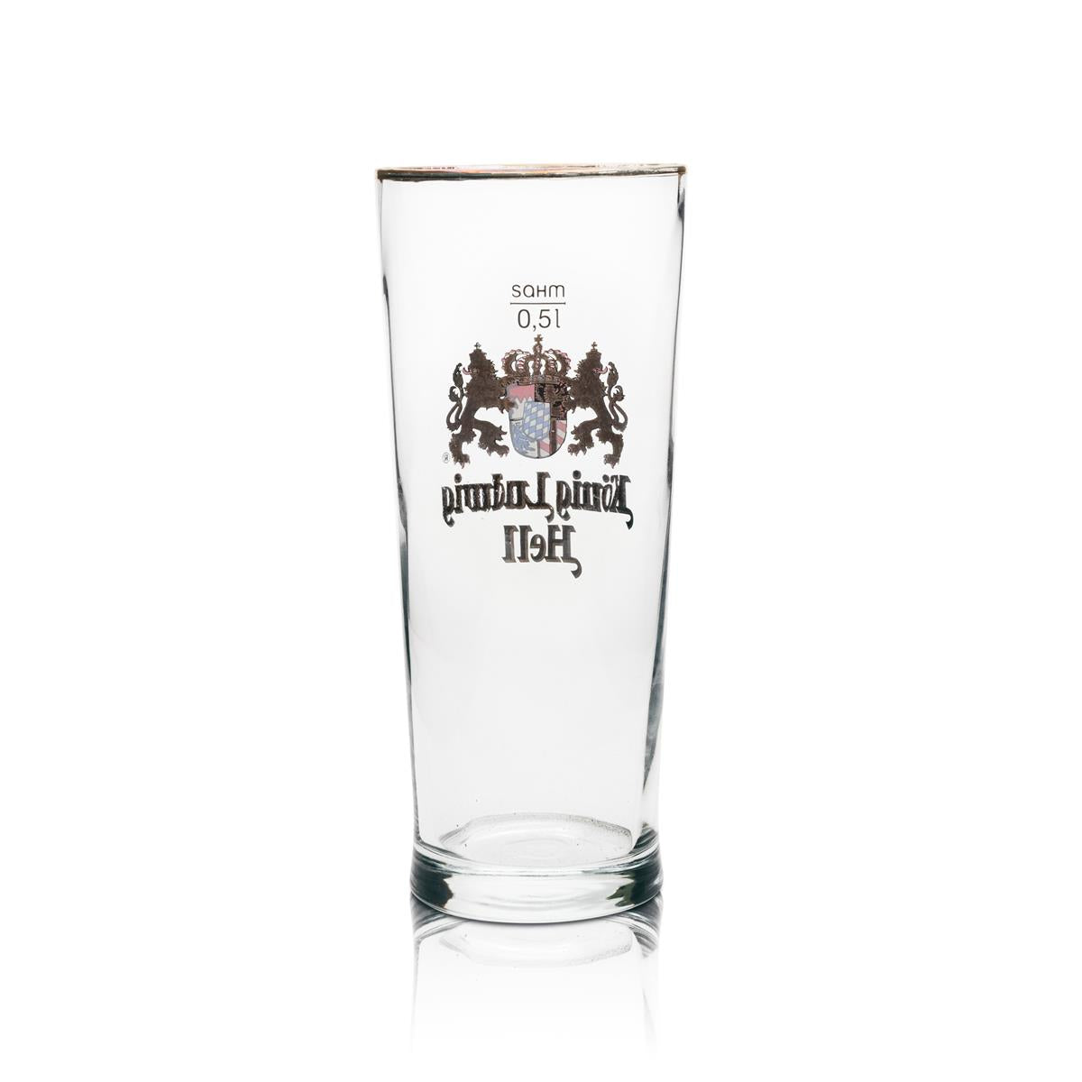 6x König Ludwig Bier Glas 0,5l Willi Germania Sahm Goldrandn – Ansicht 3