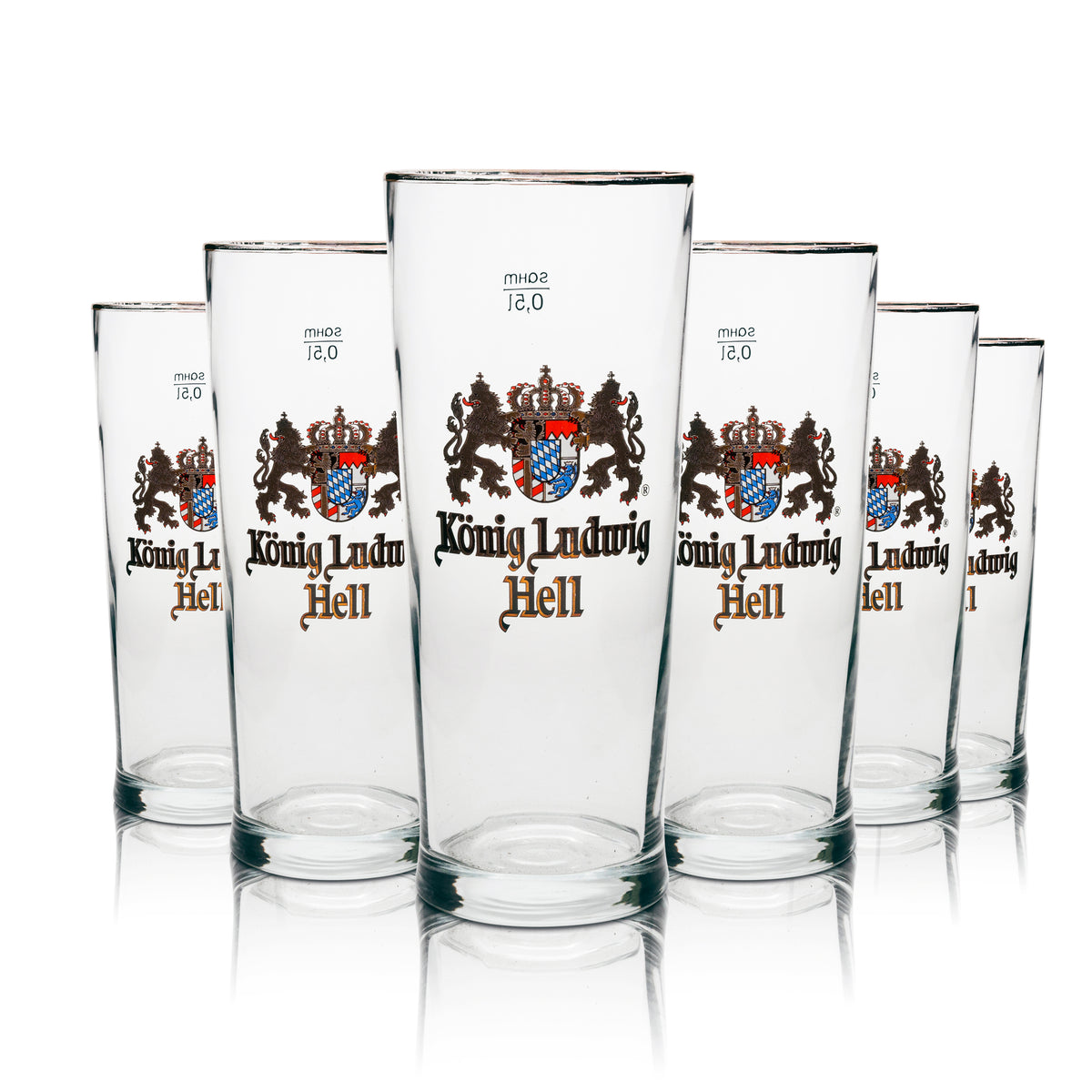 6x König Ludwig Bier Glas 0,5l Willi Germania Sahm Goldrandn – Ansicht 4