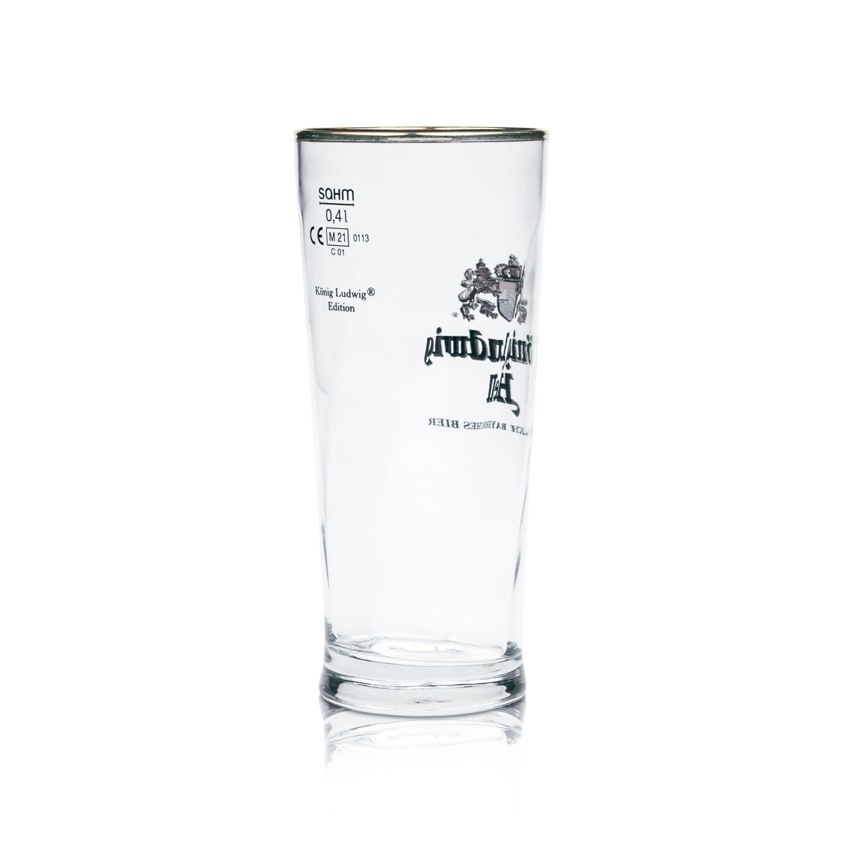 6x König Ludwig Bier Glas Hell 0,4l Willi Becher Goldrand Gläser Tumbler Stange – Ansicht 3